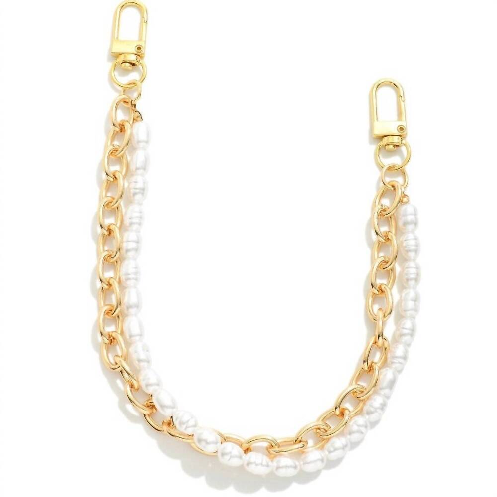 NEW JUDSON & CO. women's layered chain link pearls bag chain in gold